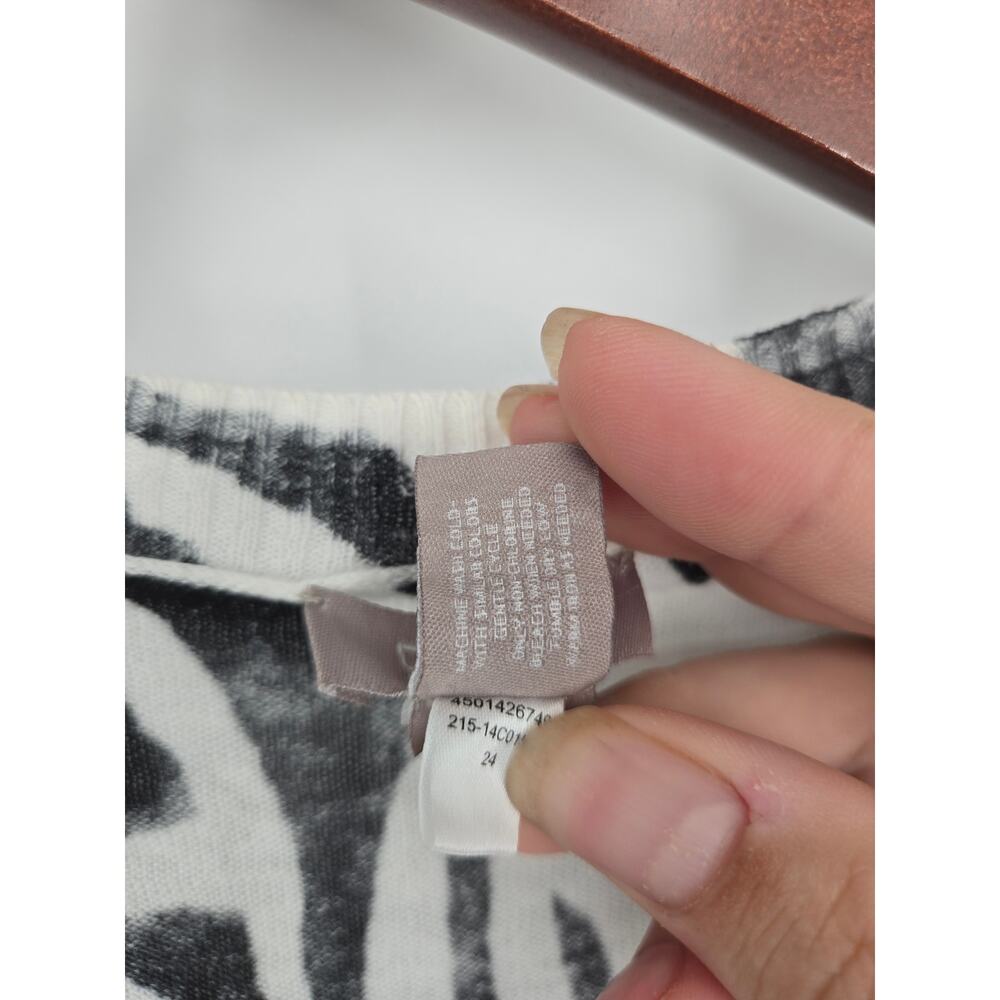 Chico's Zebra Print Linen Blend Open Front Cardigan Vanity Size 2 (Large) - Picture 5 of 6